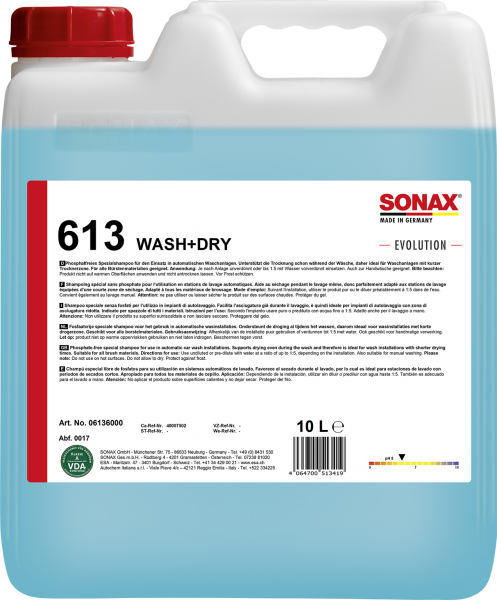 SONAX Wash+Dry -EVOLUTION- 10l