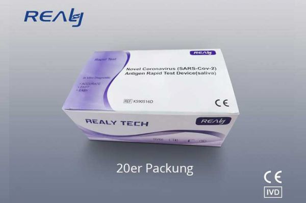 REALY TECH Novel Coronavirus (SARS-CoV-2) Antigen Rapid Test Device (saliva) 20er Pack Spucktest