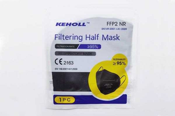 KEHOLL FFP2 Masken NR schwarz einzeln verpackt günstig kaufen im Hygienevertrieb Ullrich Onlineshop